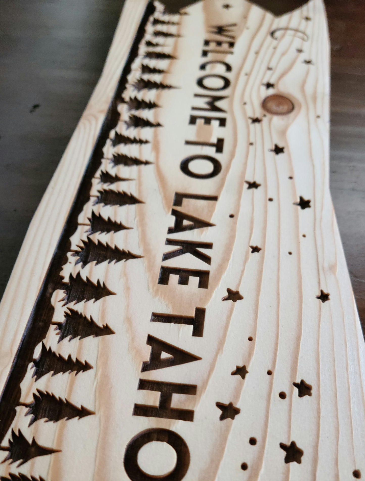Rustic Welcome to Lake Tahoe Engraved Wood Sign