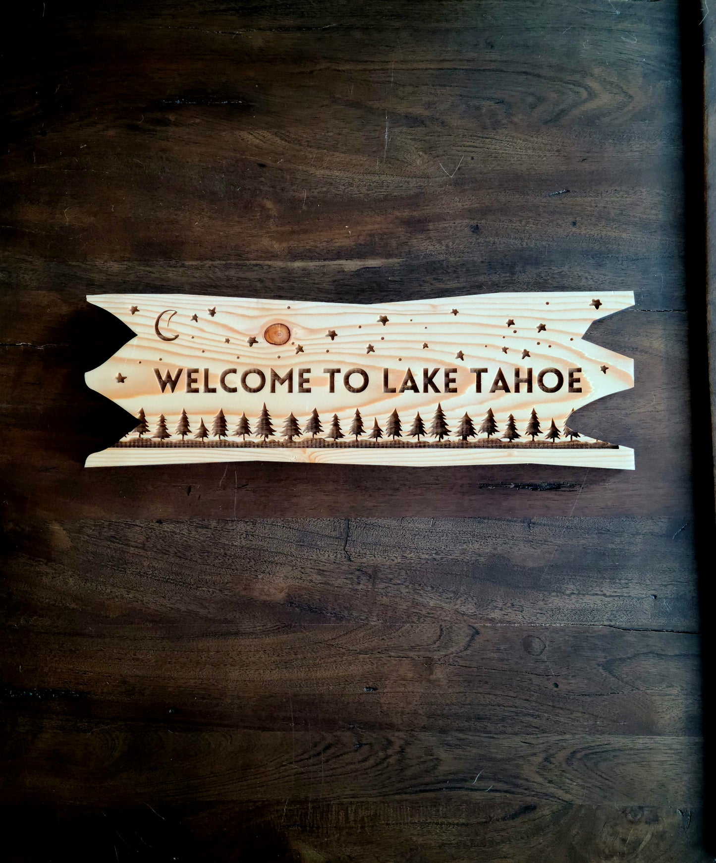 Rustic Welcome to Lake Tahoe Engraved Wood Sign
