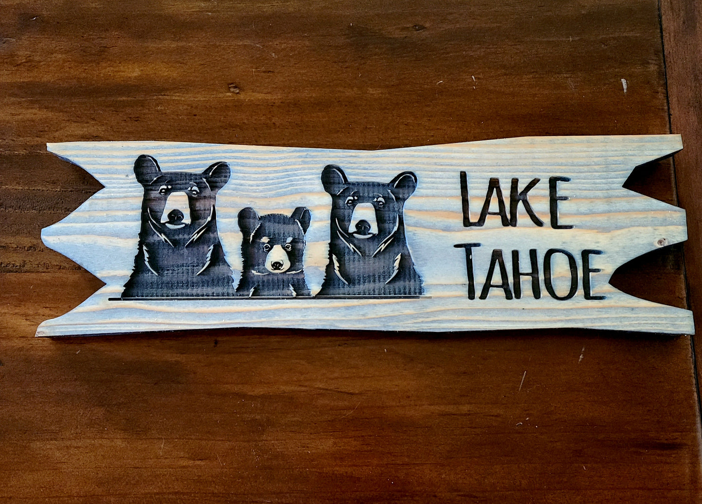 Rustic Black Bears Welcome To Lake Tahoe Wood Sign