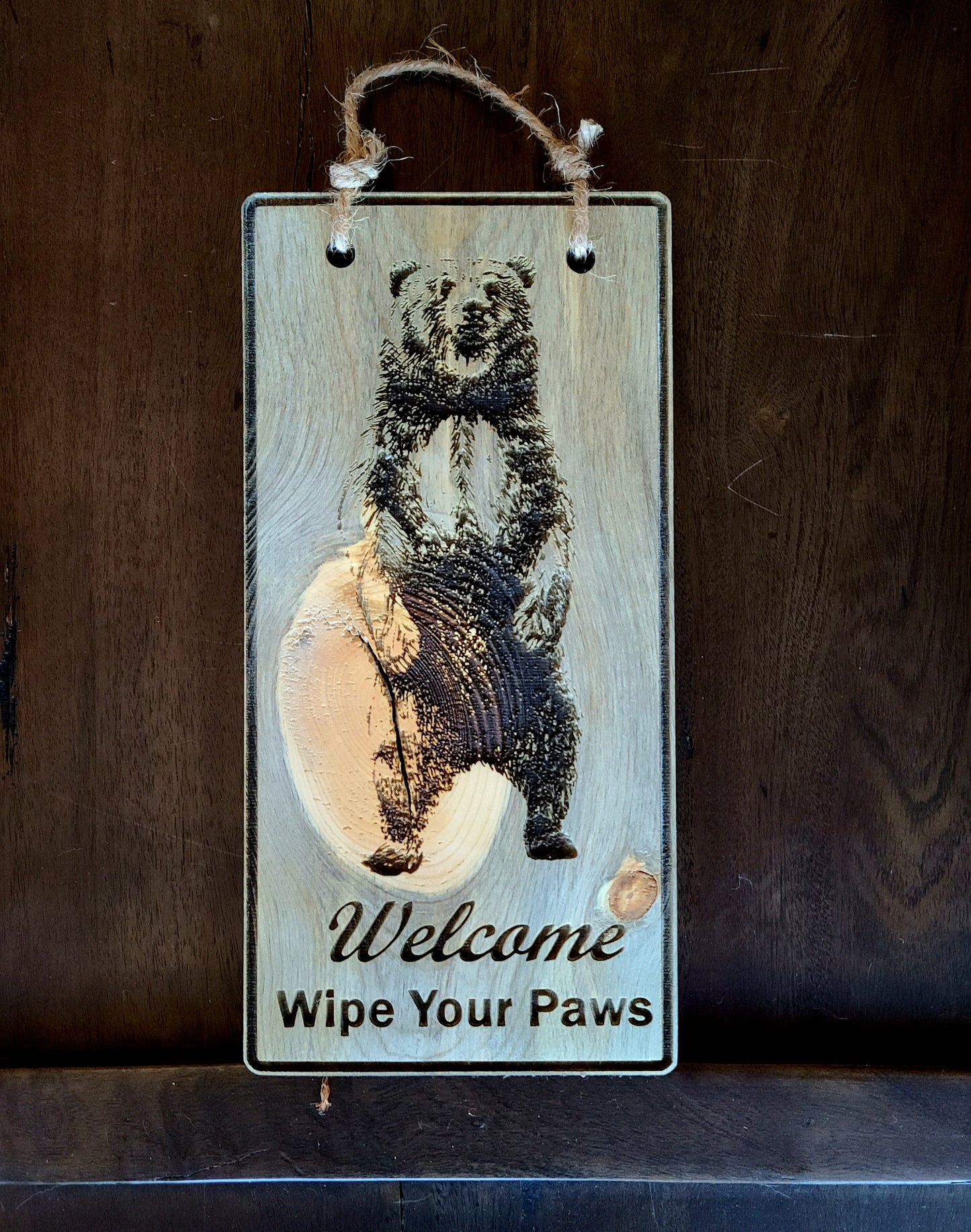 Rustic Wipe Your Paws Sign Welcome Bears Entry Wooden Sign
