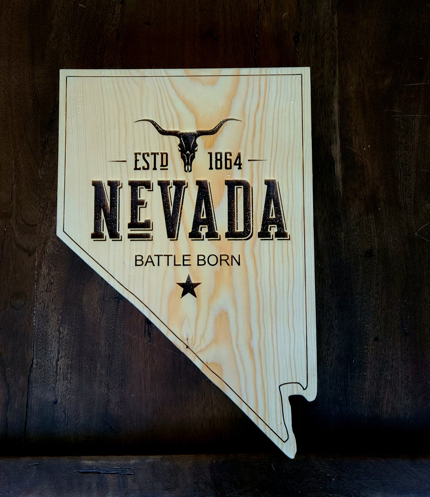 State Nevada Shape Wood Ornament Sign Cutout Rustic
