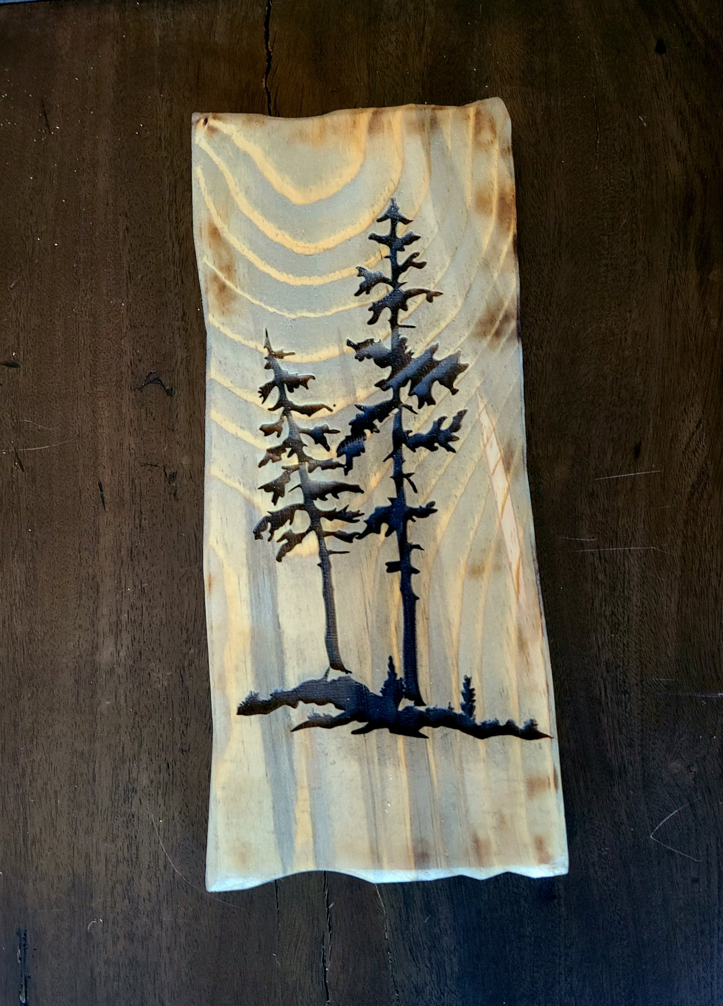 Rustic Engraved Pine Trees Tree Wall Decor