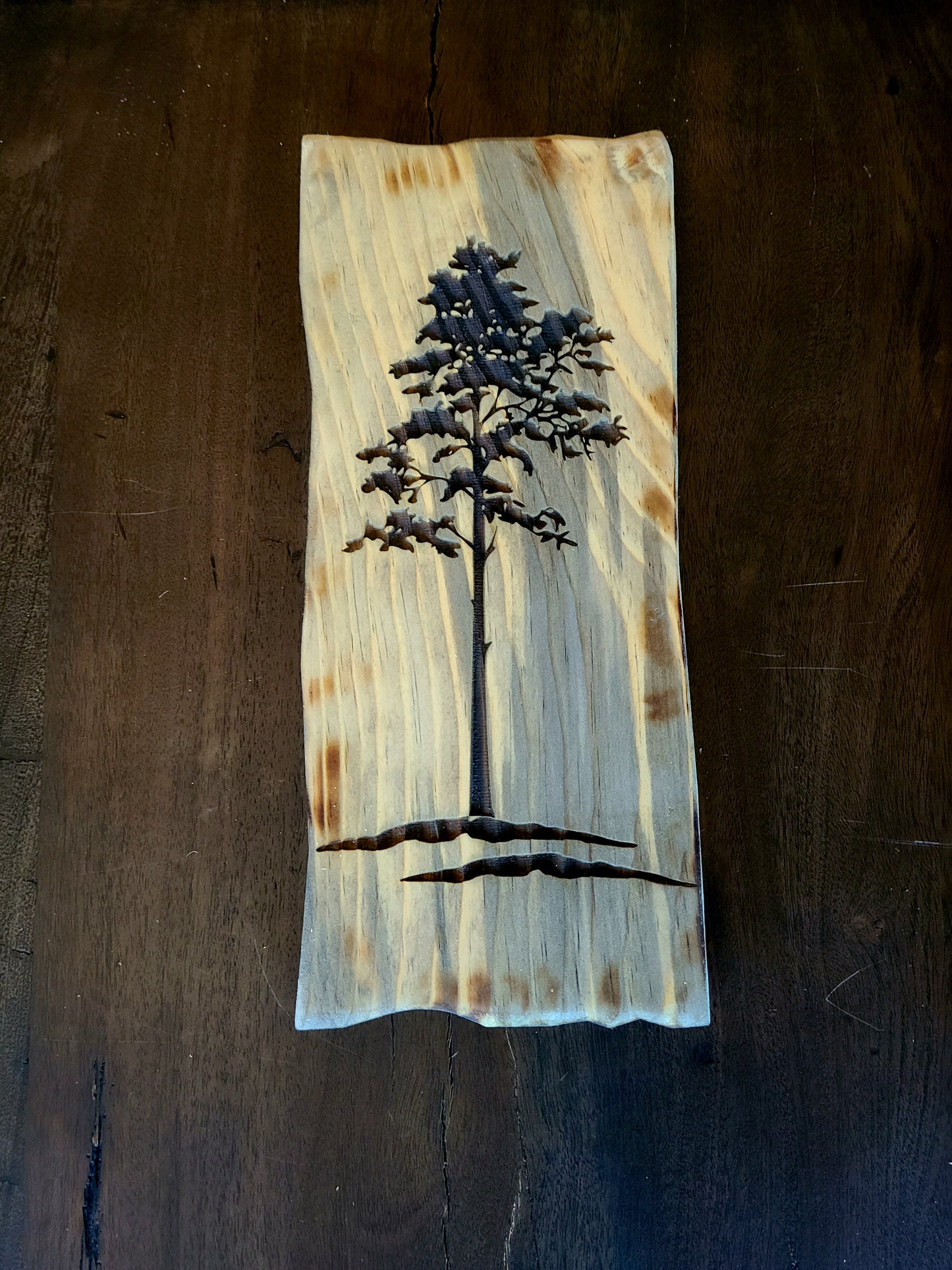 Rustic Engraved Pine Trees Tree Wall Decor