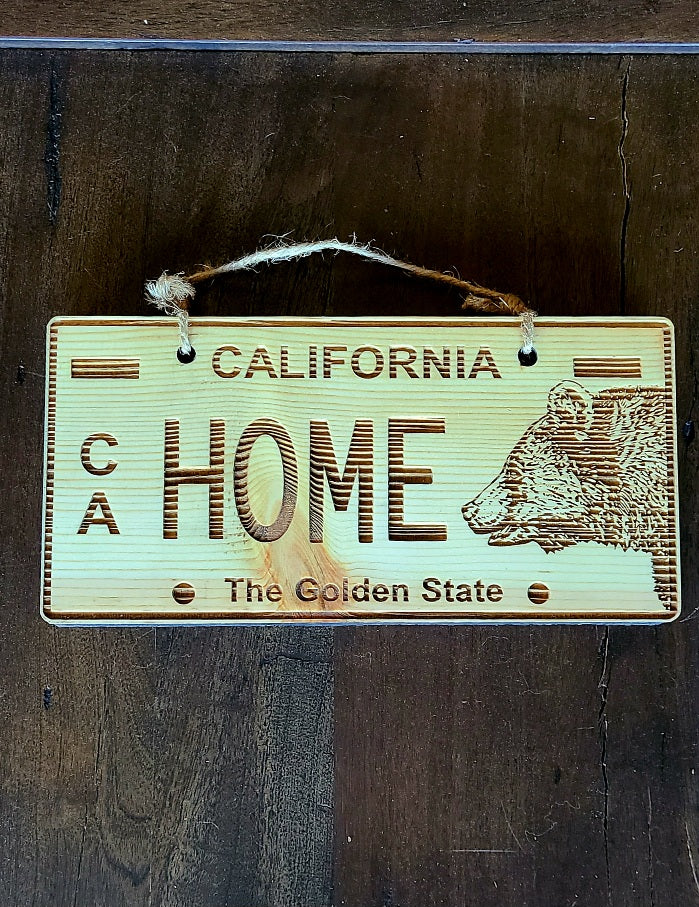 CA Rustic Wood License Plate