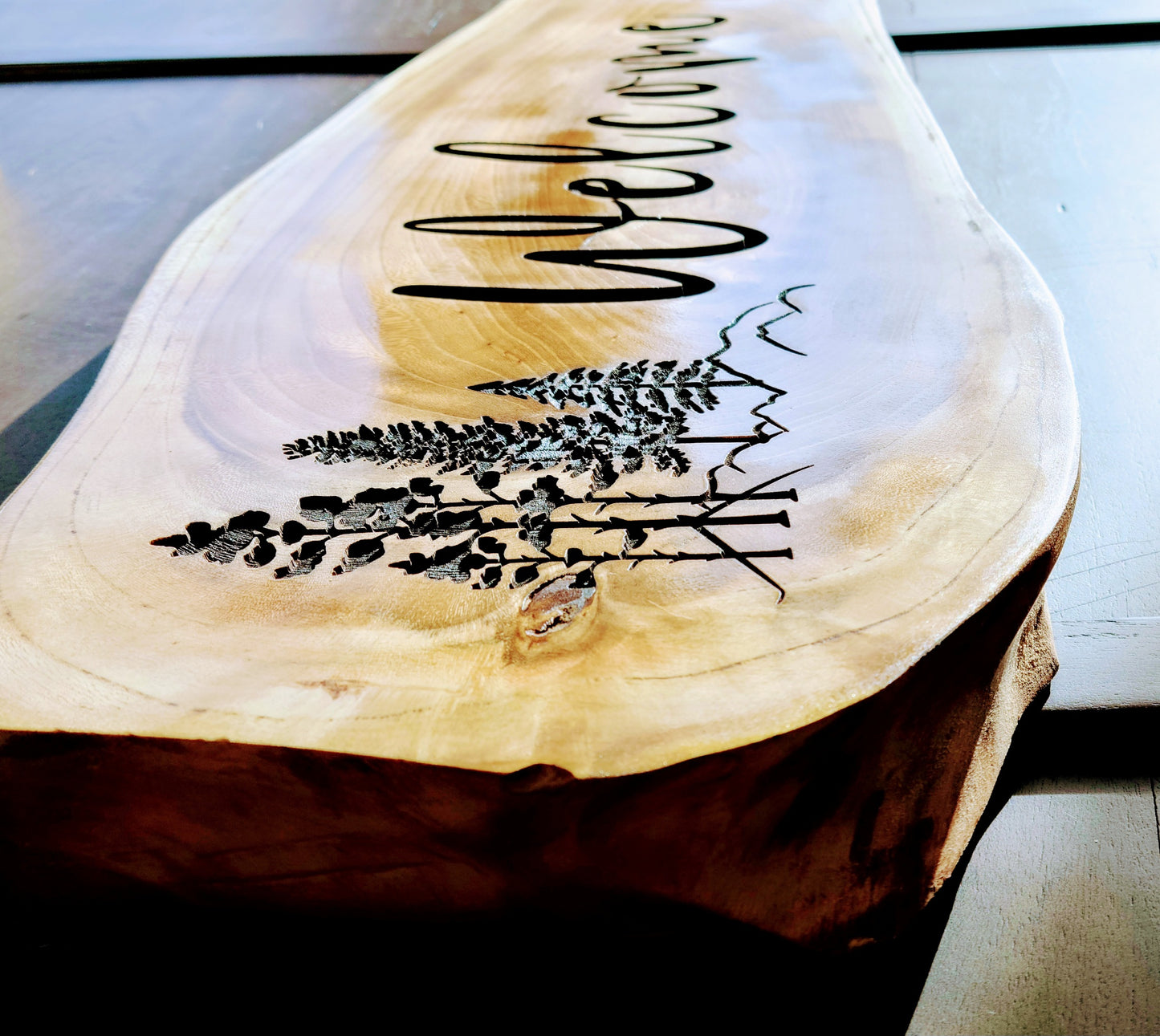 Live Edge Elm Welcome Sign