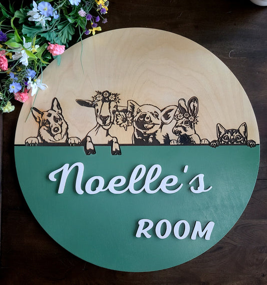 ﻿Round Custom Name Room Sign for a Girl or Boy