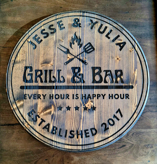 Custom Carved Grill & Bar sign
