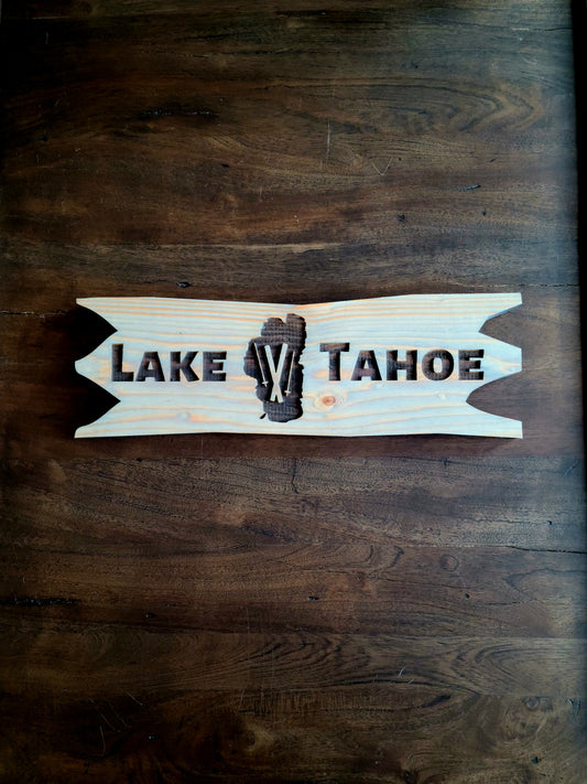 Rustic Engraved Lake Tahoe Sign