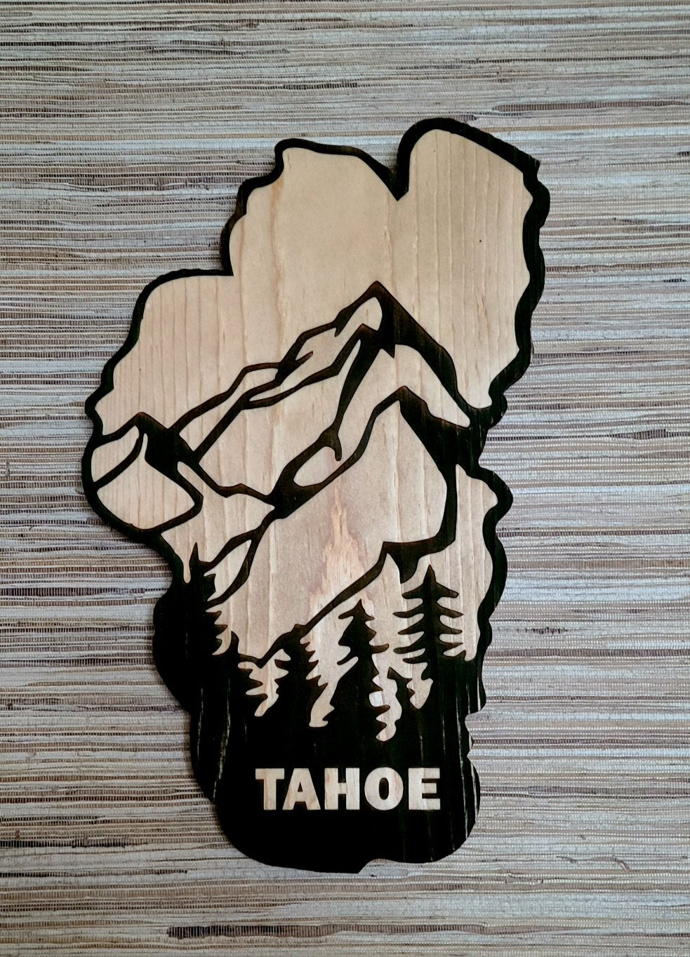 Lake Shaped Engraved Rustic Cutout Tahoe Sign
