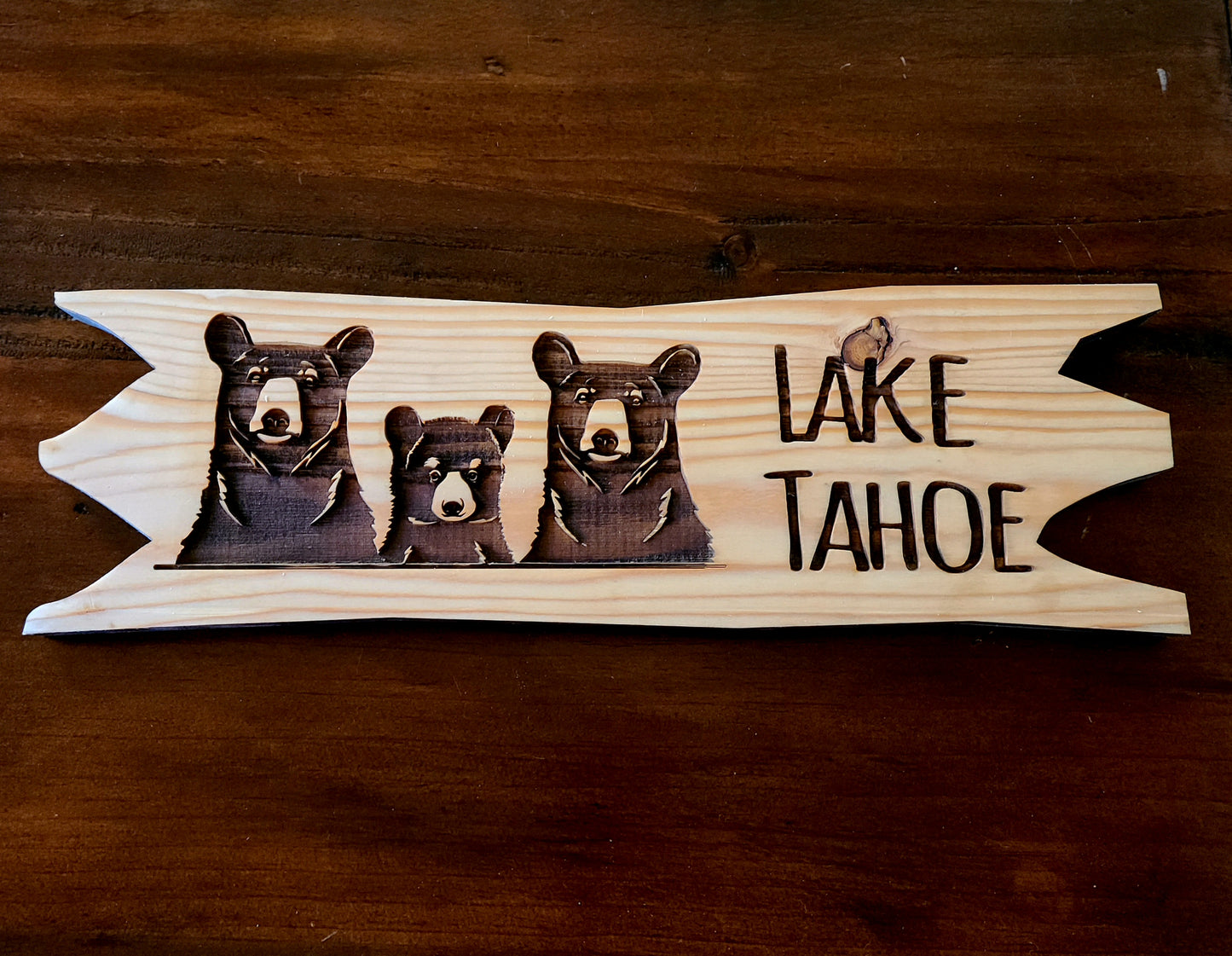 Rustic Black Bears Welcome To Lake Tahoe Wood Sign