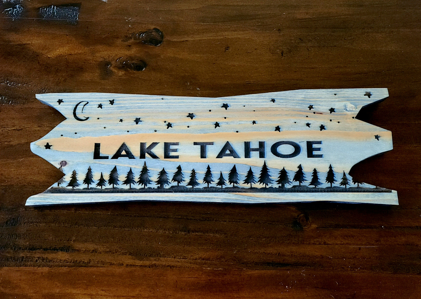 Rustic Welcome to Lake Tahoe Engraved Wood Sign