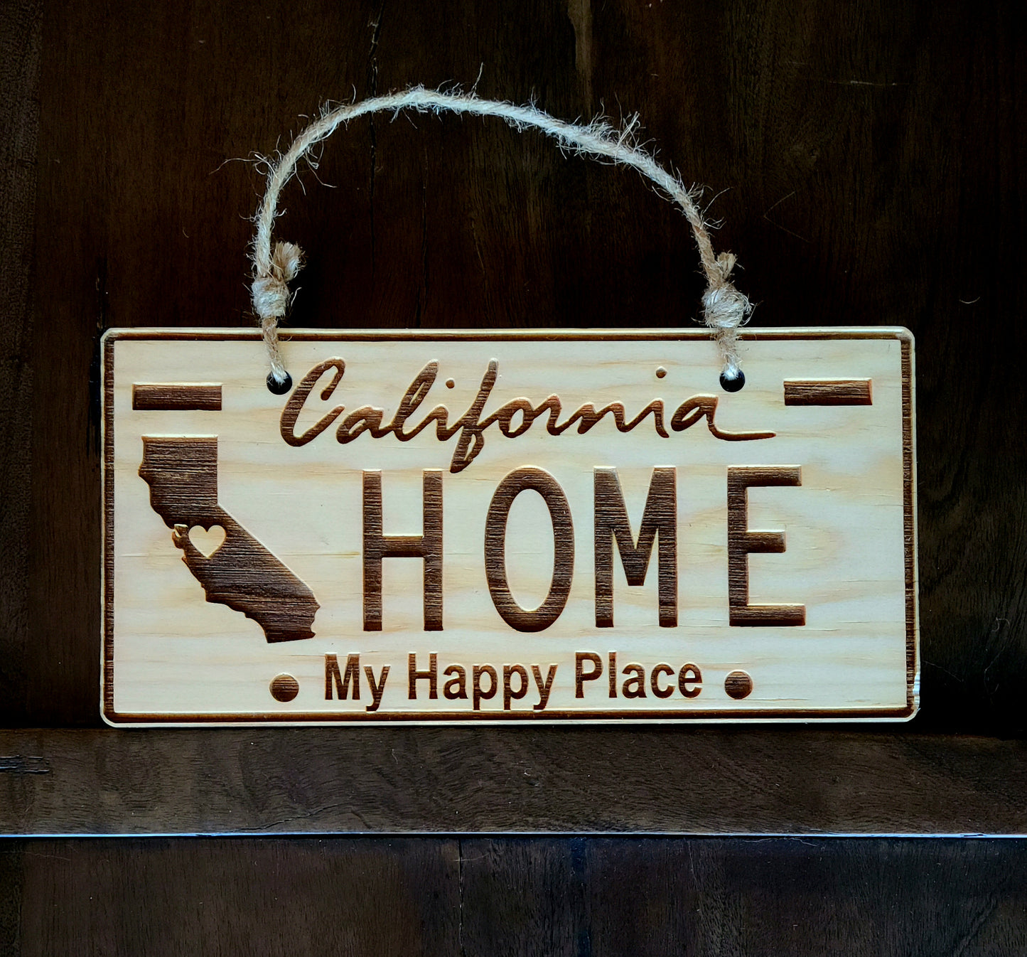 CA Rustic Wood License Plate