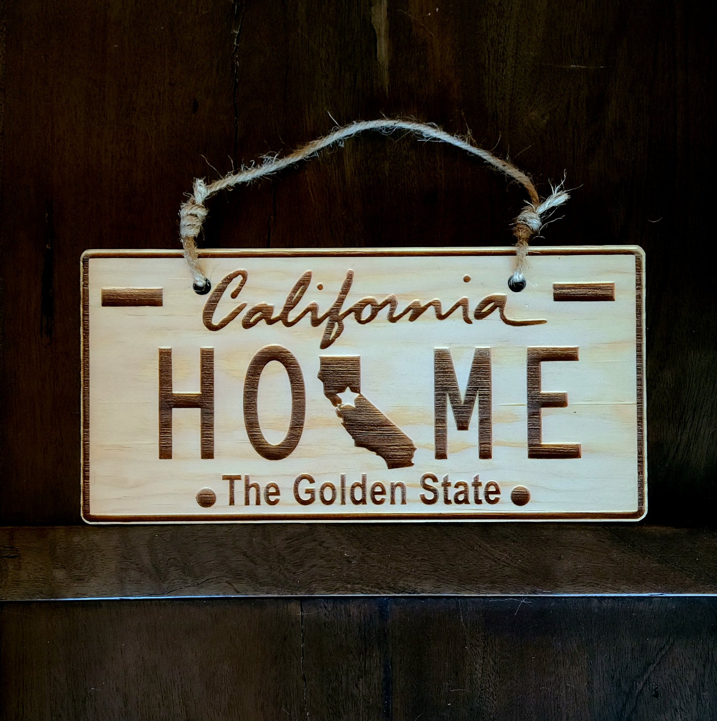 CA Rustic Wood License Plate