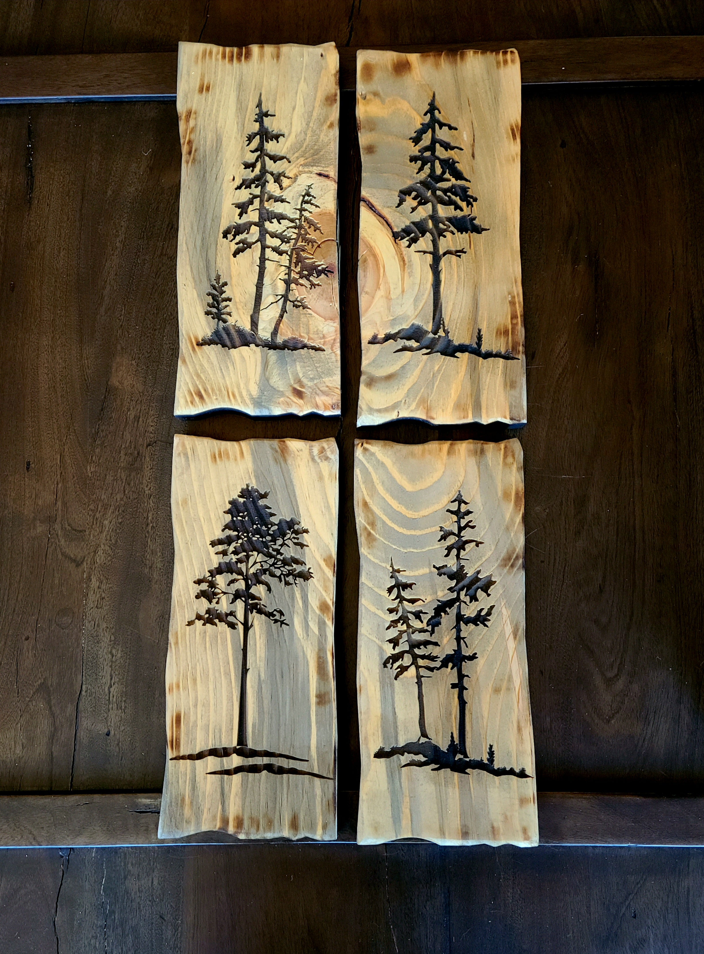 Rustic Engraved Pine Trees Tree Wall Decor – Tahoe Artisan