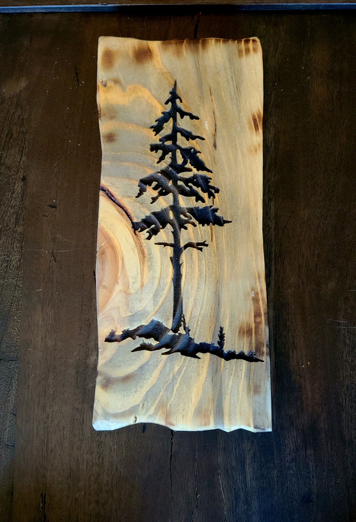 Rustic Engraved Pine Trees Tree Wall Decor