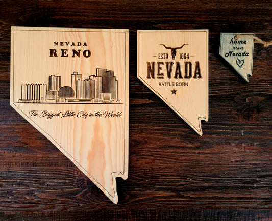 State Nevada Shape Wood Ornament Sign Cutout Rustic